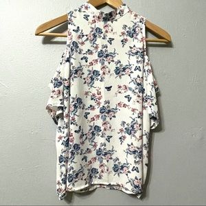 Floral Print Cold Shoulder Blouse